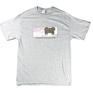 Vintage Graphic T-Shirt | 90's Funny Humor Comic Graphic Grey T-Shirt, Elephant